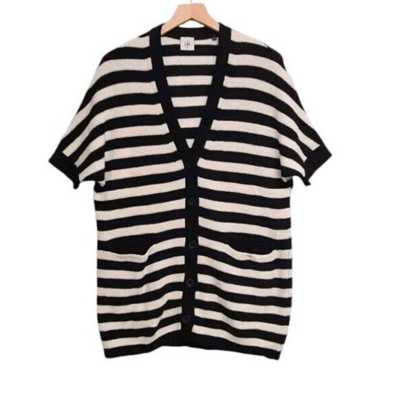 Cabi Womens XS Striped Chunky Shaker Stitch Button Up Cardigan Sweater - Picture 1 of 7
